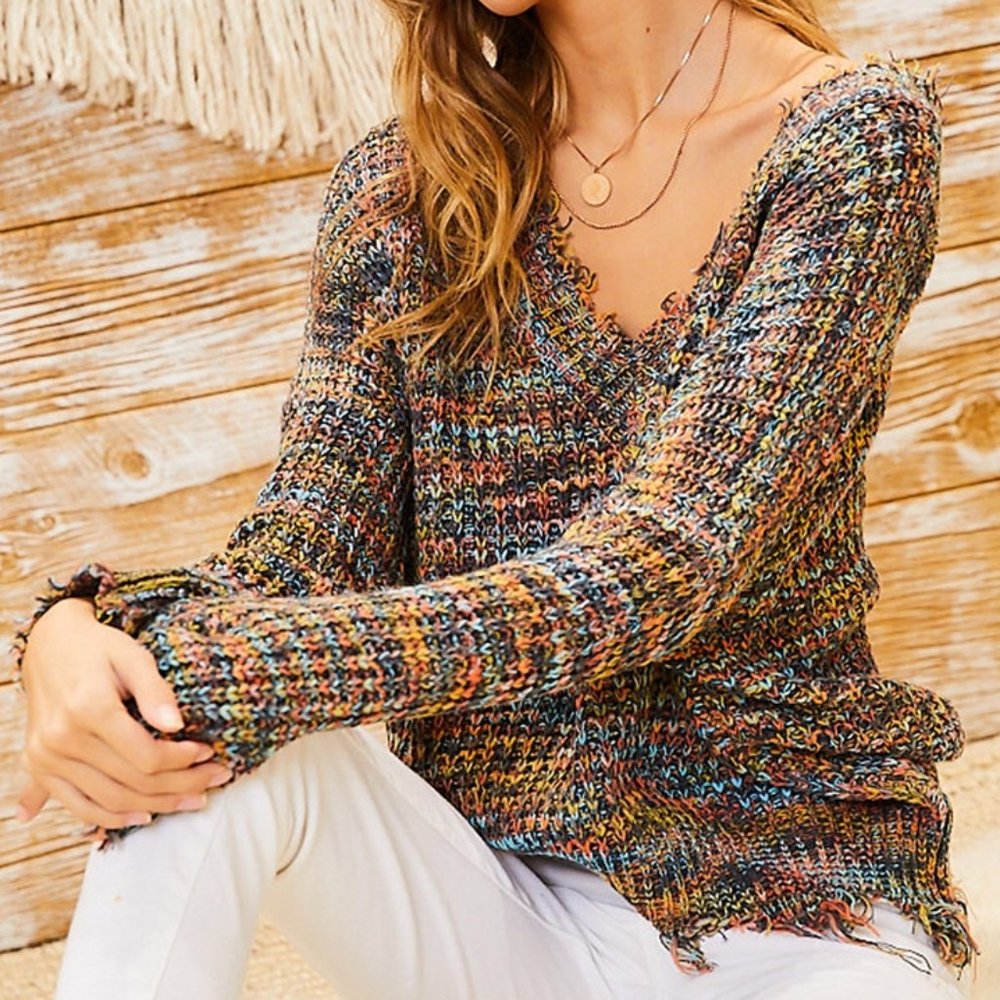 Frayed Multi Color Sweater - Picture 5 of 8